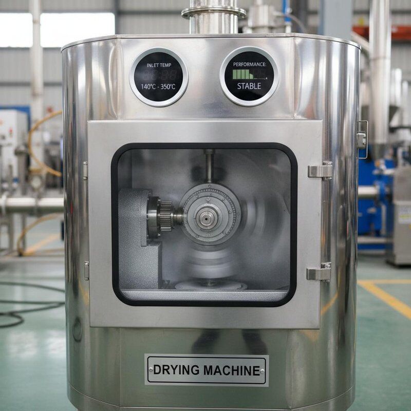 ইনলেট তাপমাত্রা ১৪০ থেকে ৩৫০ ডিগ্রি সেলসিয়াস, যান্ত্রিক ড্রাইভ সেন্ট্রিফিউগাল স্প্রে হেড সহ ড্রায়িং মেশিন, স্থিতিশীলতা এবং কর্মক্ষমতা প্রদান করে